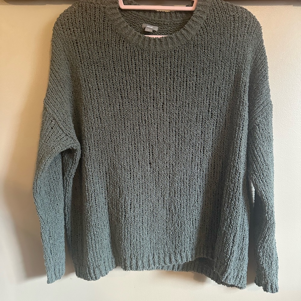 Aerie Textured Knit Sweater in Olive